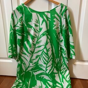 Lily Pulitzer Green and White Leaf Print Dress